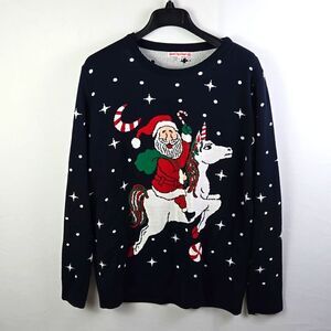 Merry Christmas Unicon Santa Jumper Ugly Christmas Sweater Sz XL